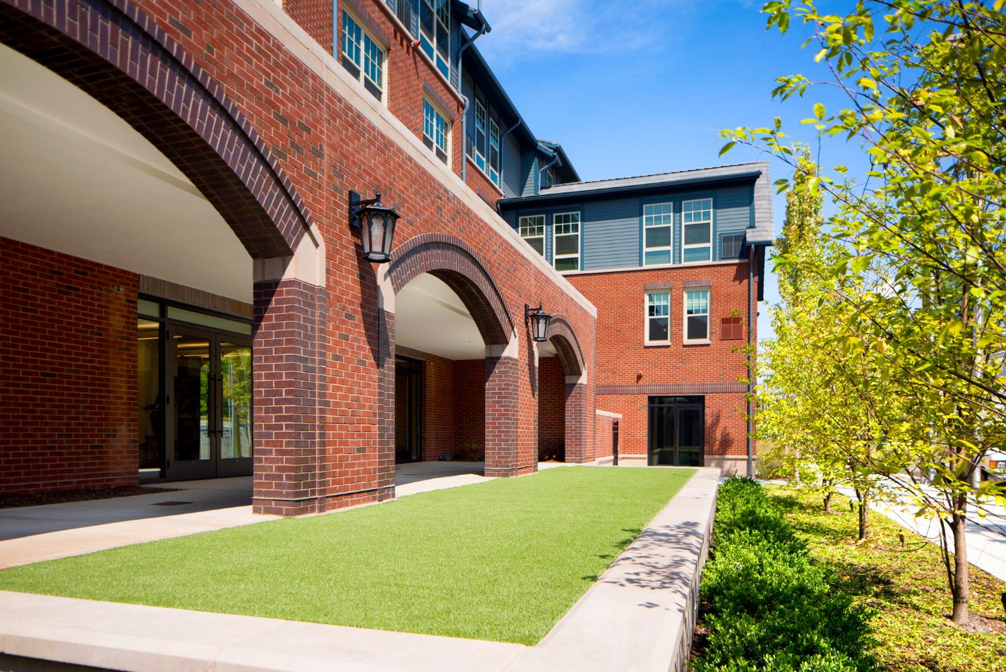 A well-maintained green patch of lawn