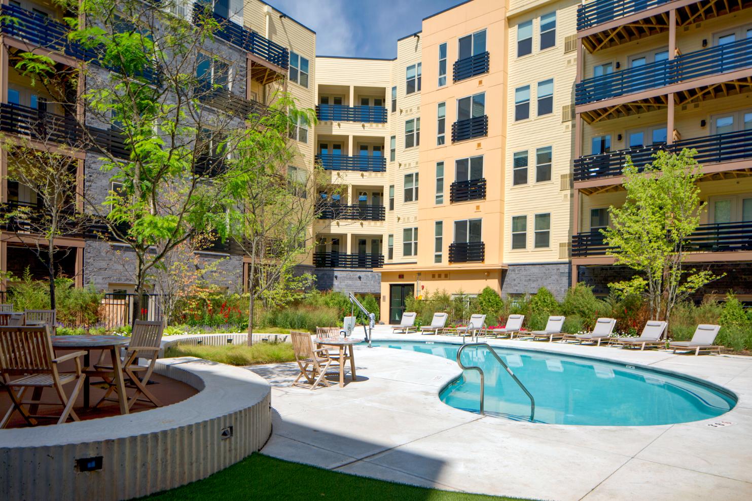 Swimming pool with lounge area