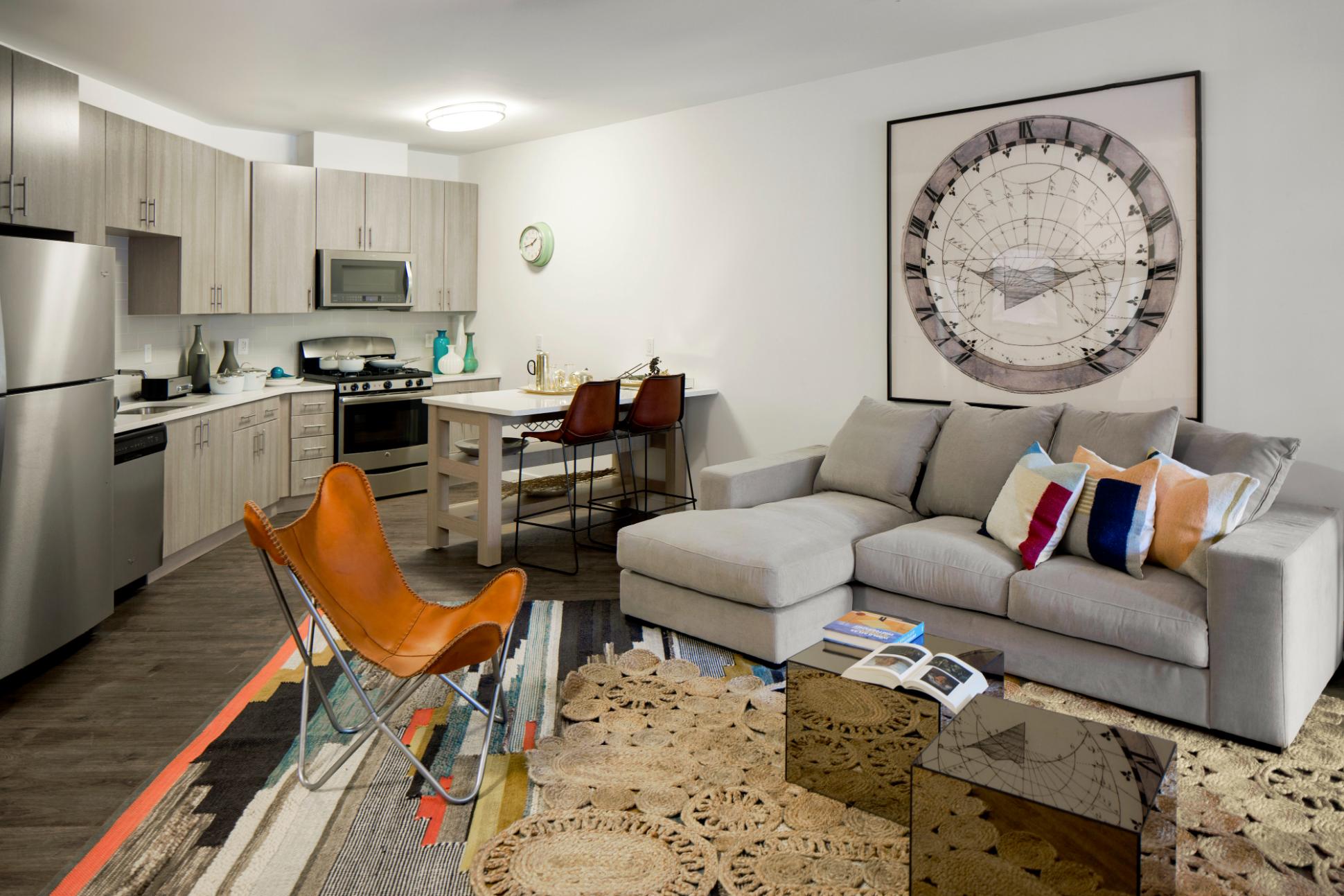 Living room connected to kitchen