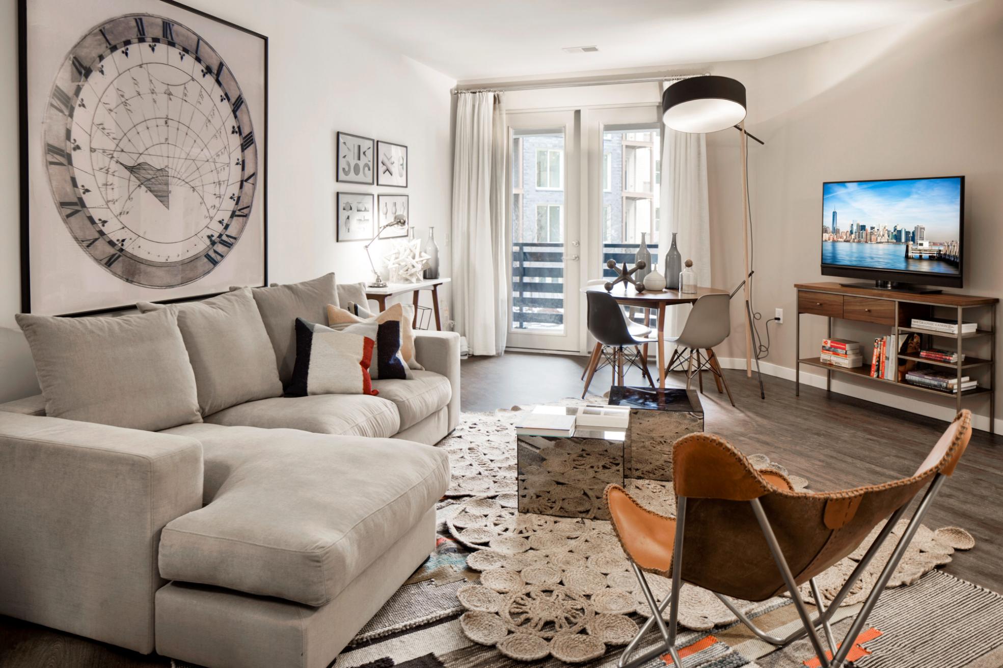 Living room with large windows